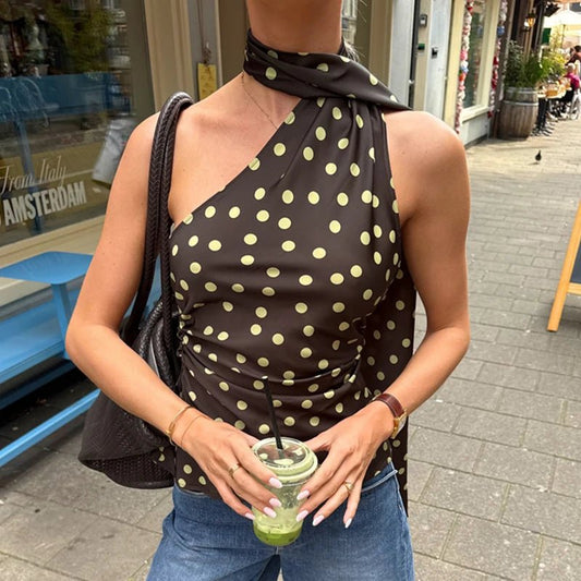 Retro Polka Dot Halter Top