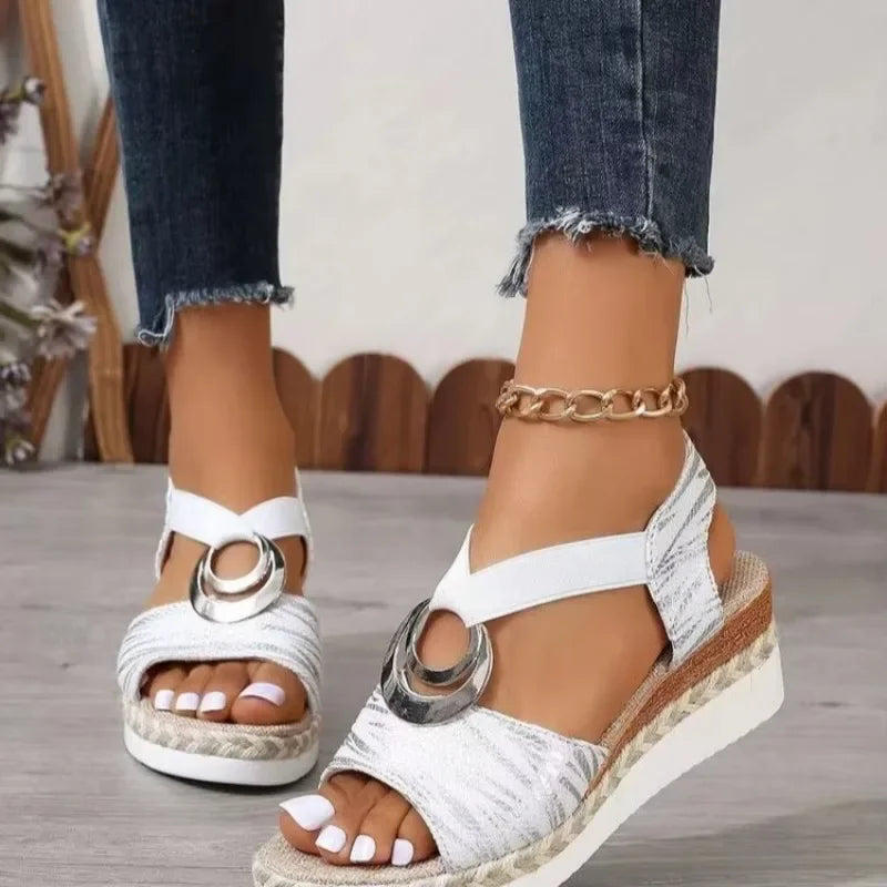 Snake Print Wedge Sandals