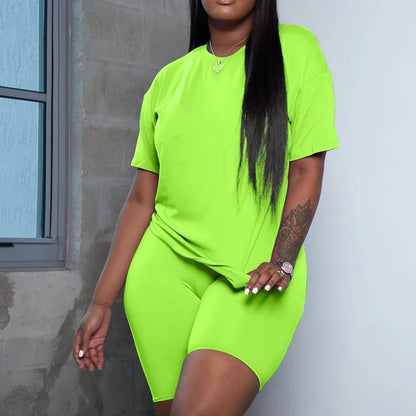 Solid Color Sports Top And Shorts Set
