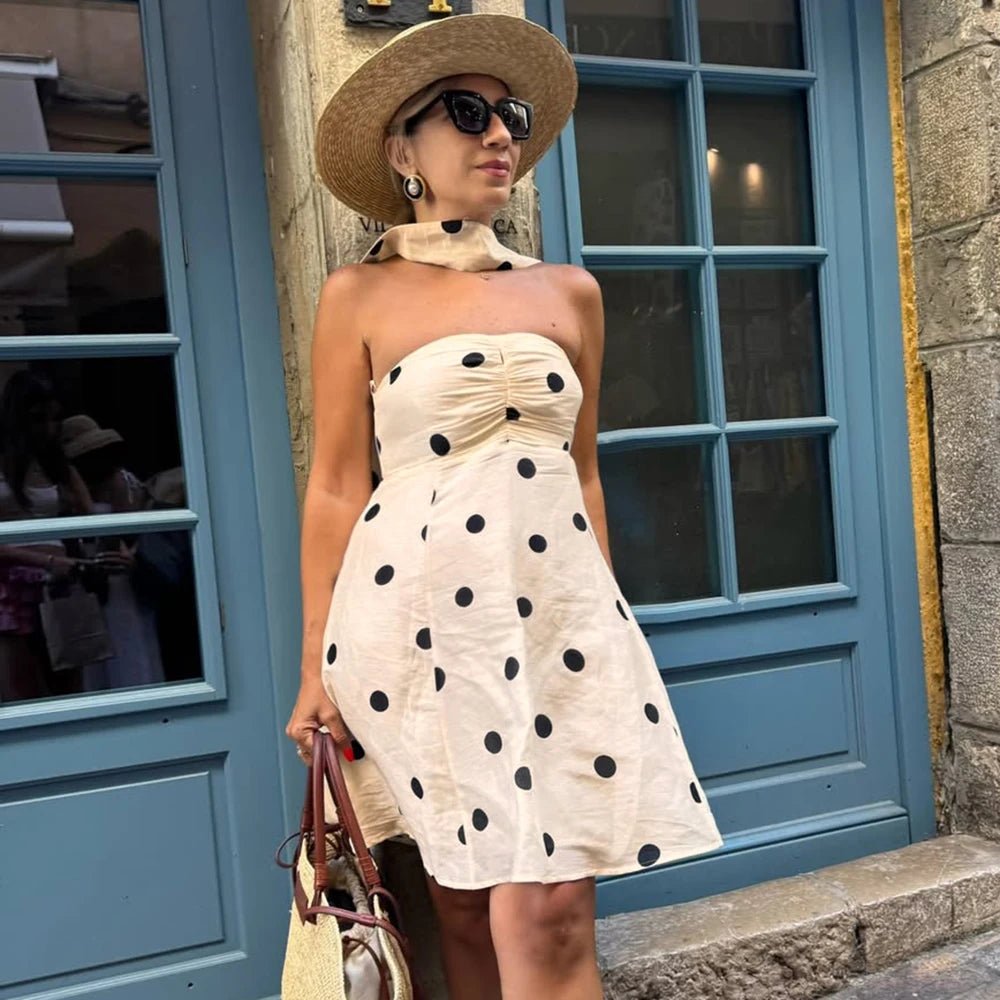 Polka Dot One Shoulder Mini Dress