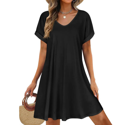 Casual Short Sleeve Swing Beach Dress