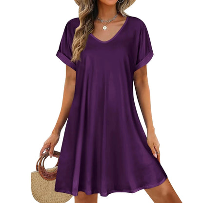 Casual Short Sleeve Swing Beach Dress