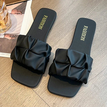 Pleated Summer Flip Flops Sandals
