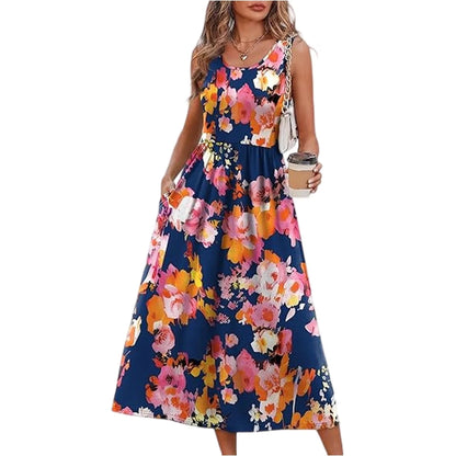Retro Floral Loose Maxi Sundress