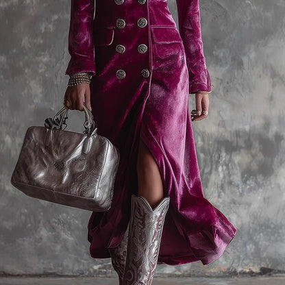 Liv | Women's Winter Velvet Long Blazer Dress