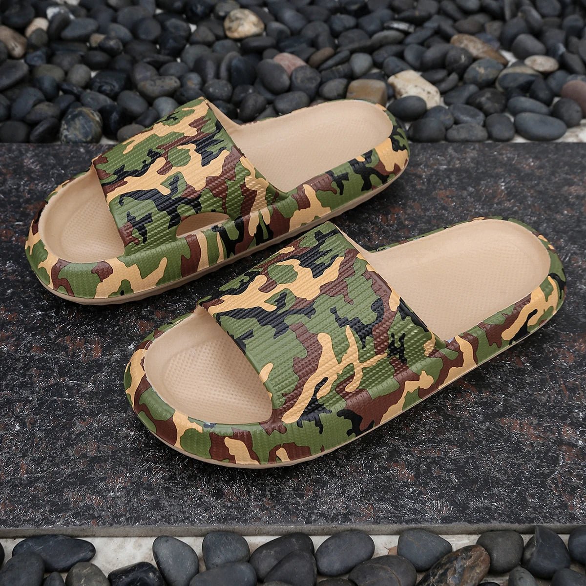 Double Buckle Platform Slippers
