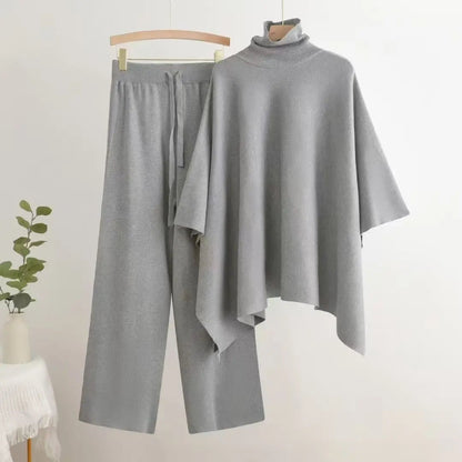 Batwing Sleeve Cardigan And Pants Knit Set