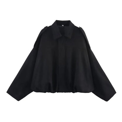 Bat Sleeve Zip Up Pilot Jacket Casual Style