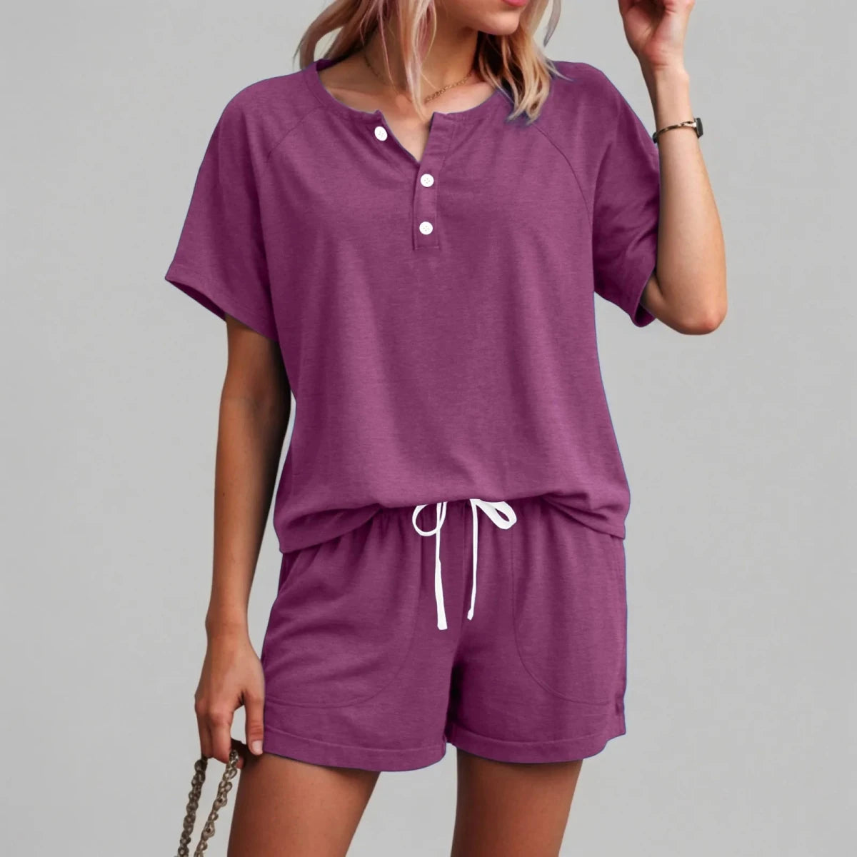 Linen Style Shirt and Shorts Set