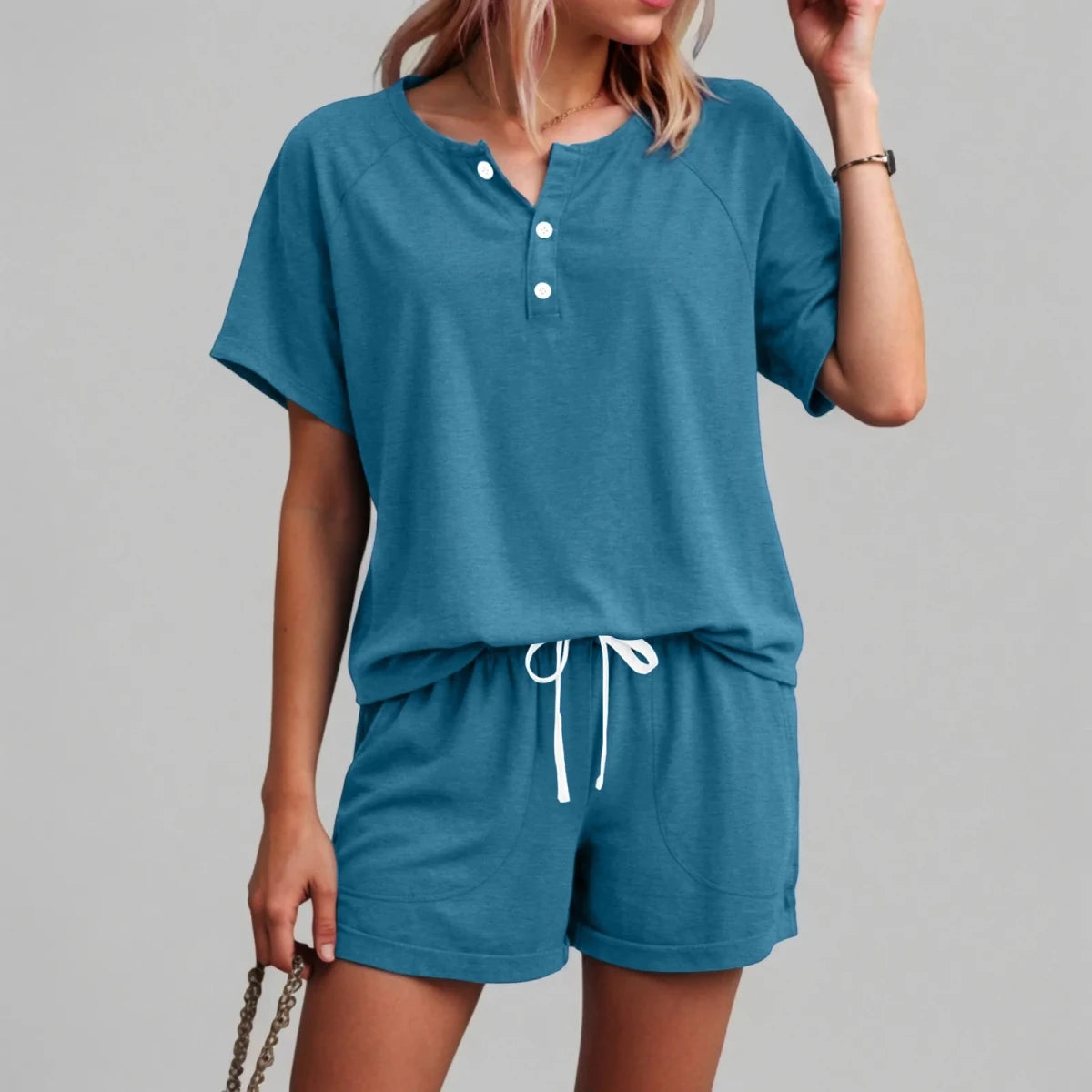 Linen Style Shirt and Shorts Set