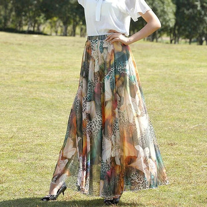 Airy Chiffon Floral Maxi Skirt