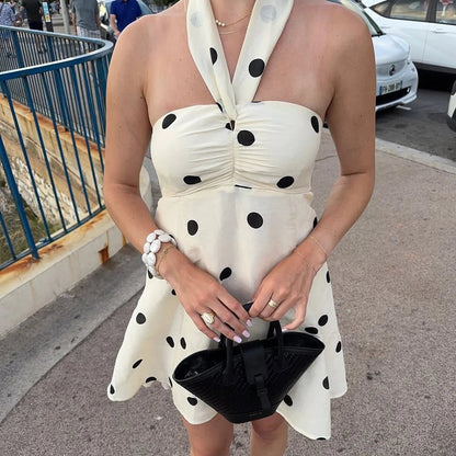 Polka Dot One Shoulder Mini Dress