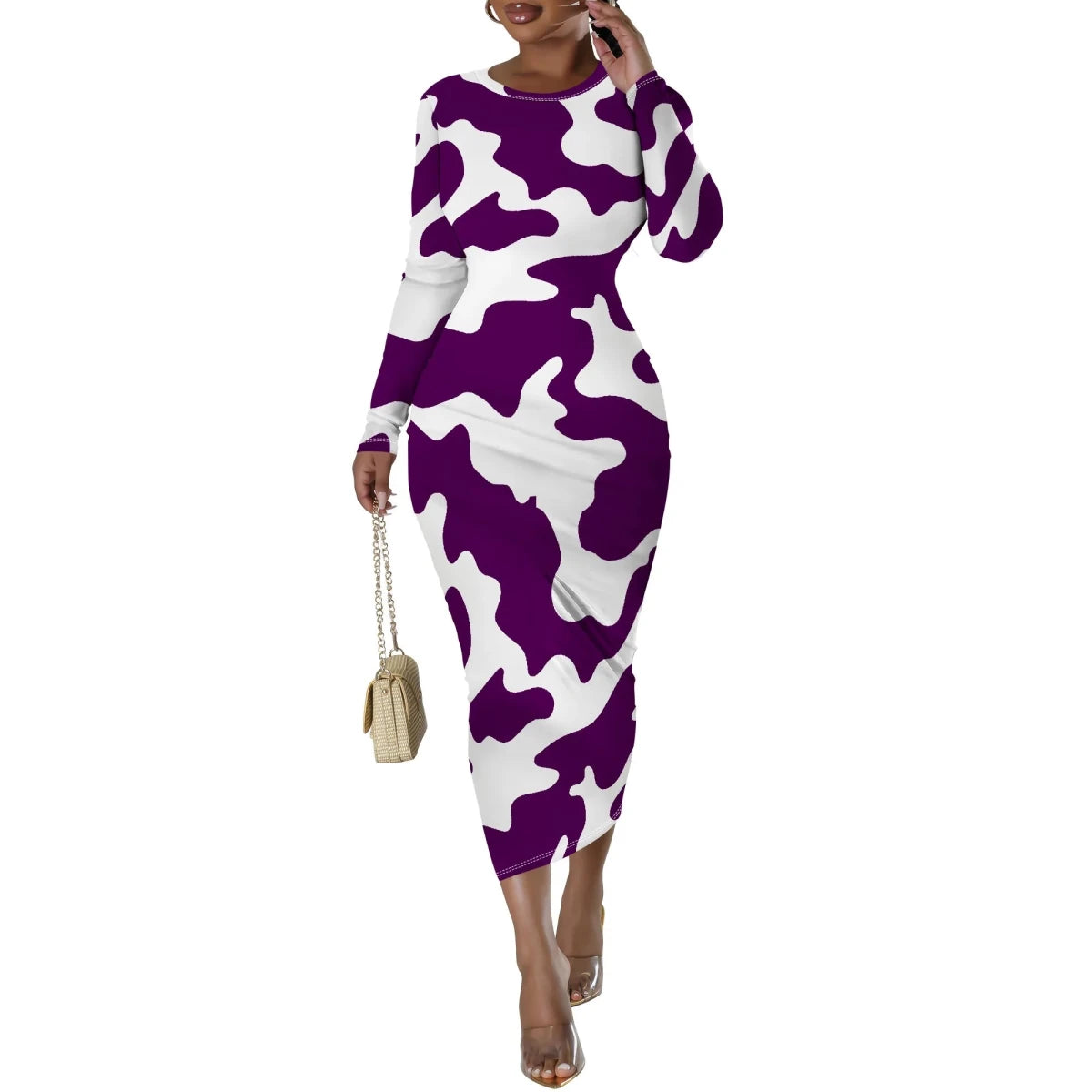 Bold Cow Print Bodycon Dress