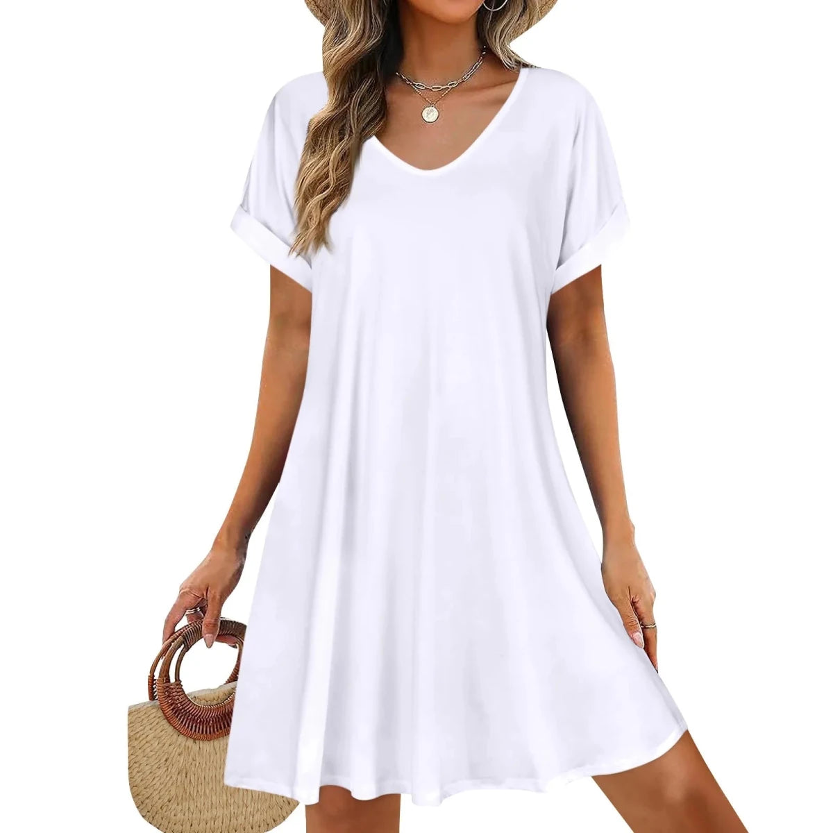 Casual Short Sleeve Swing Beach Dress