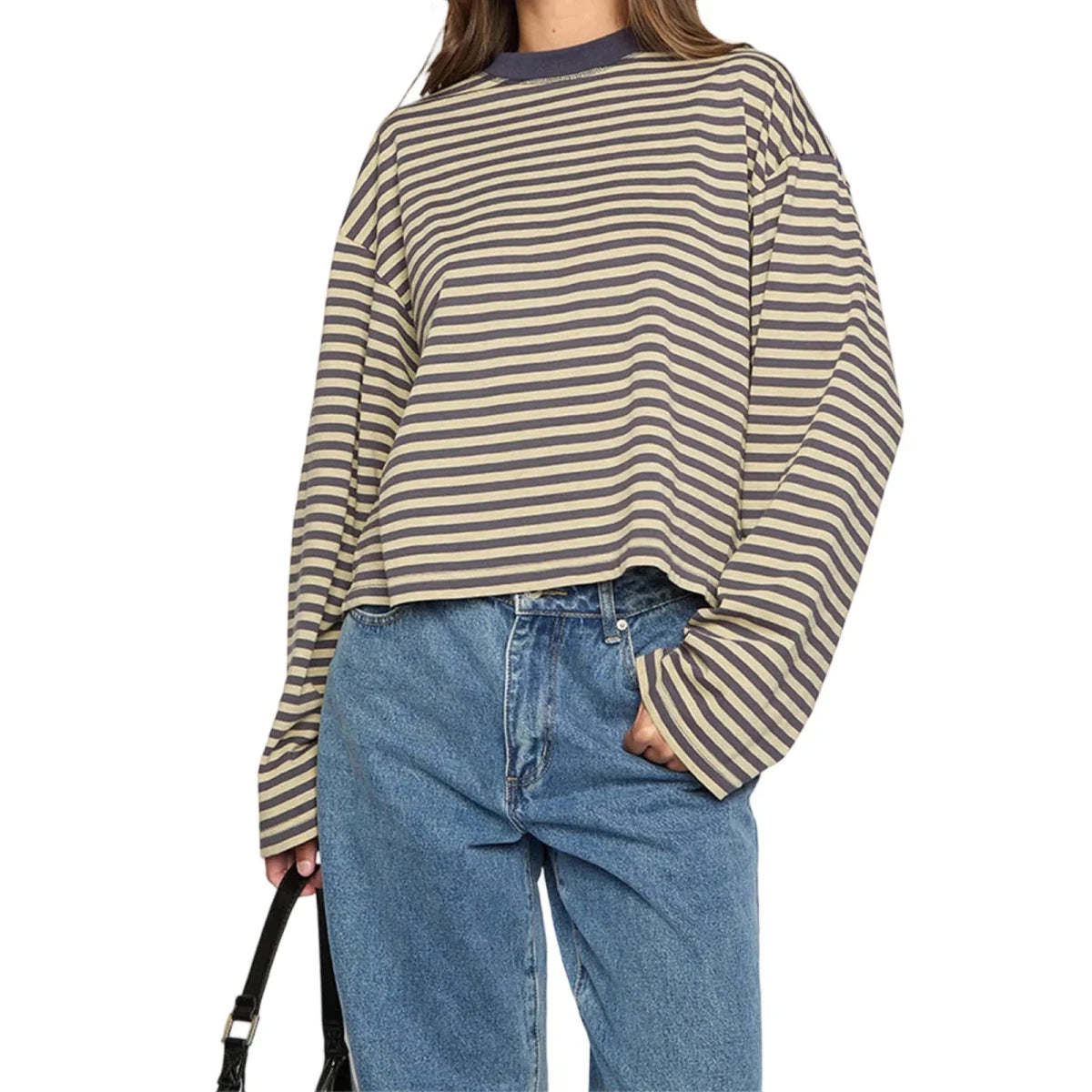 Relaxed Striped Drop Shoulder Top