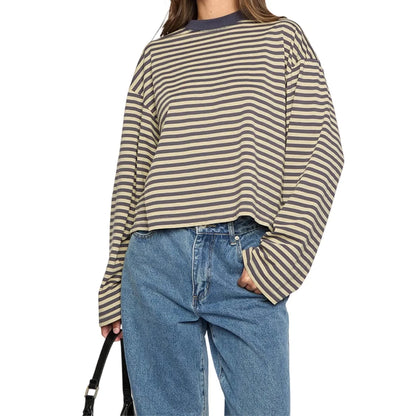Relaxed Striped Drop Shoulder Top