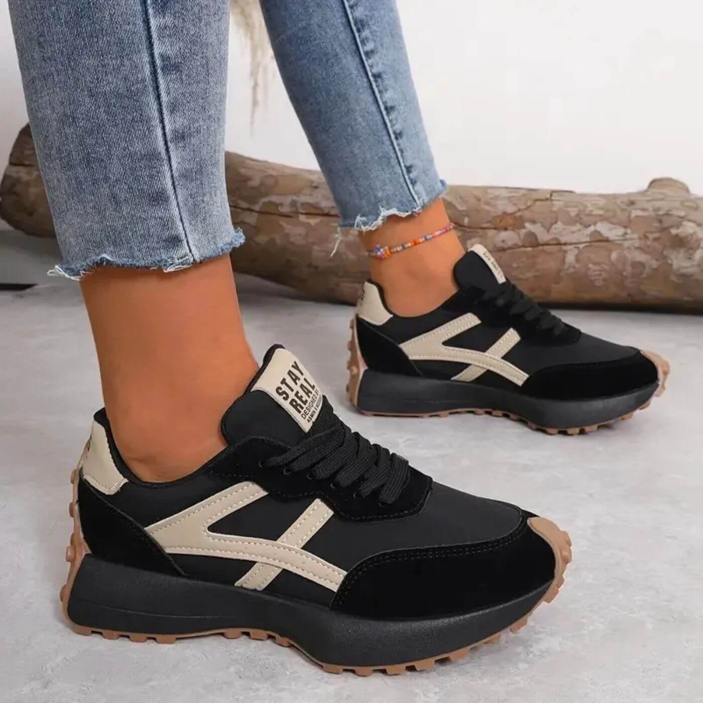 Orthopedic Panel Lace Up Sneakers