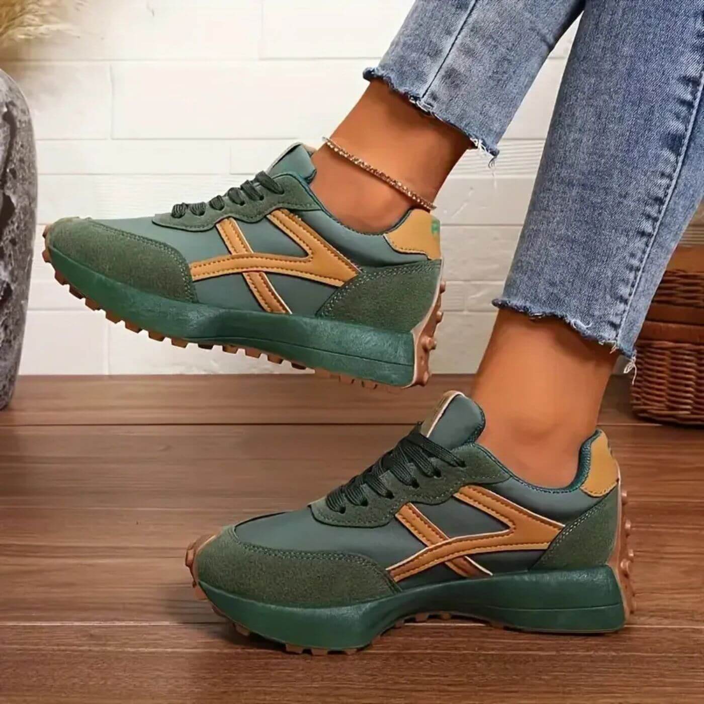 Orthopedic Panel Lace Up Sneakers