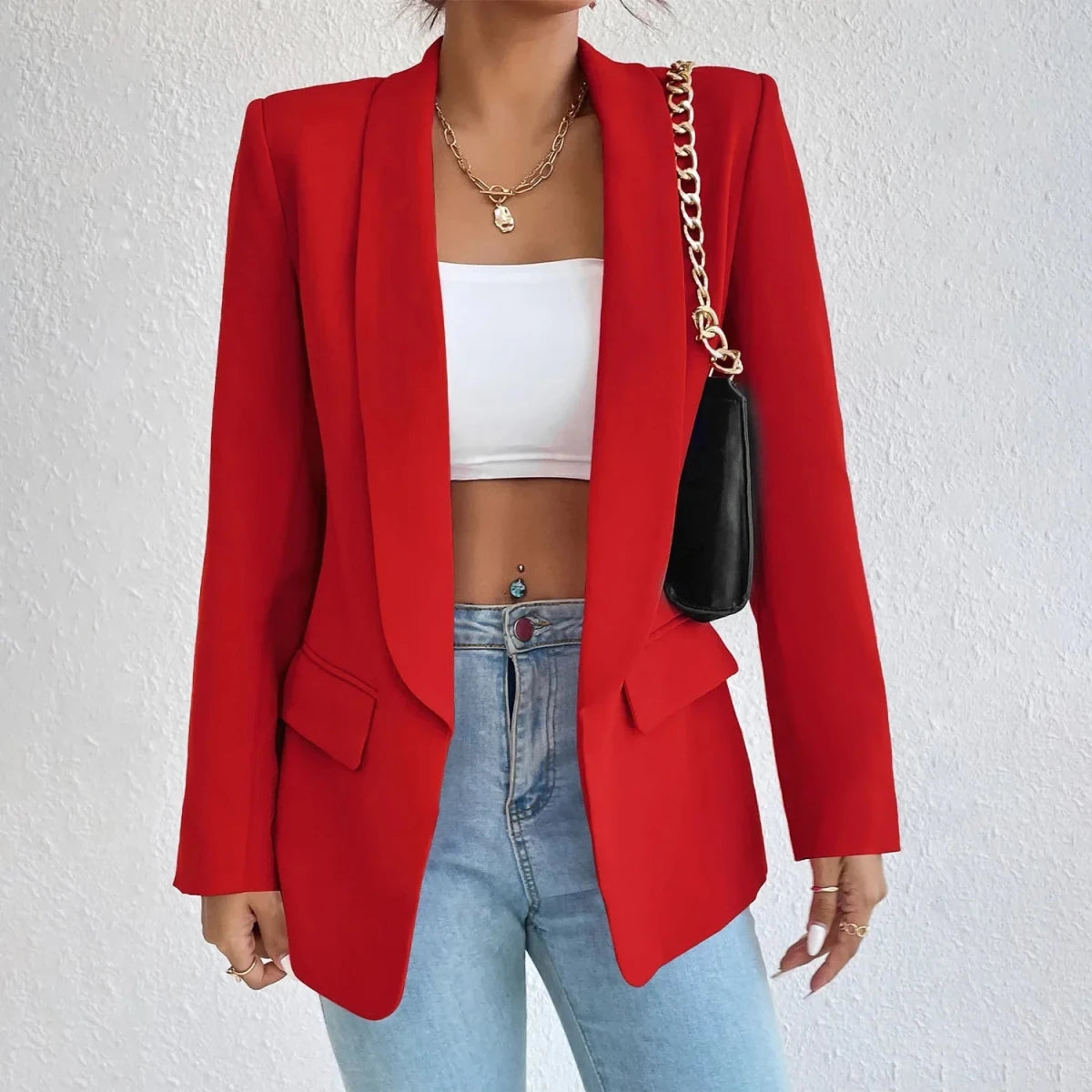 Polished Polyester Blazer