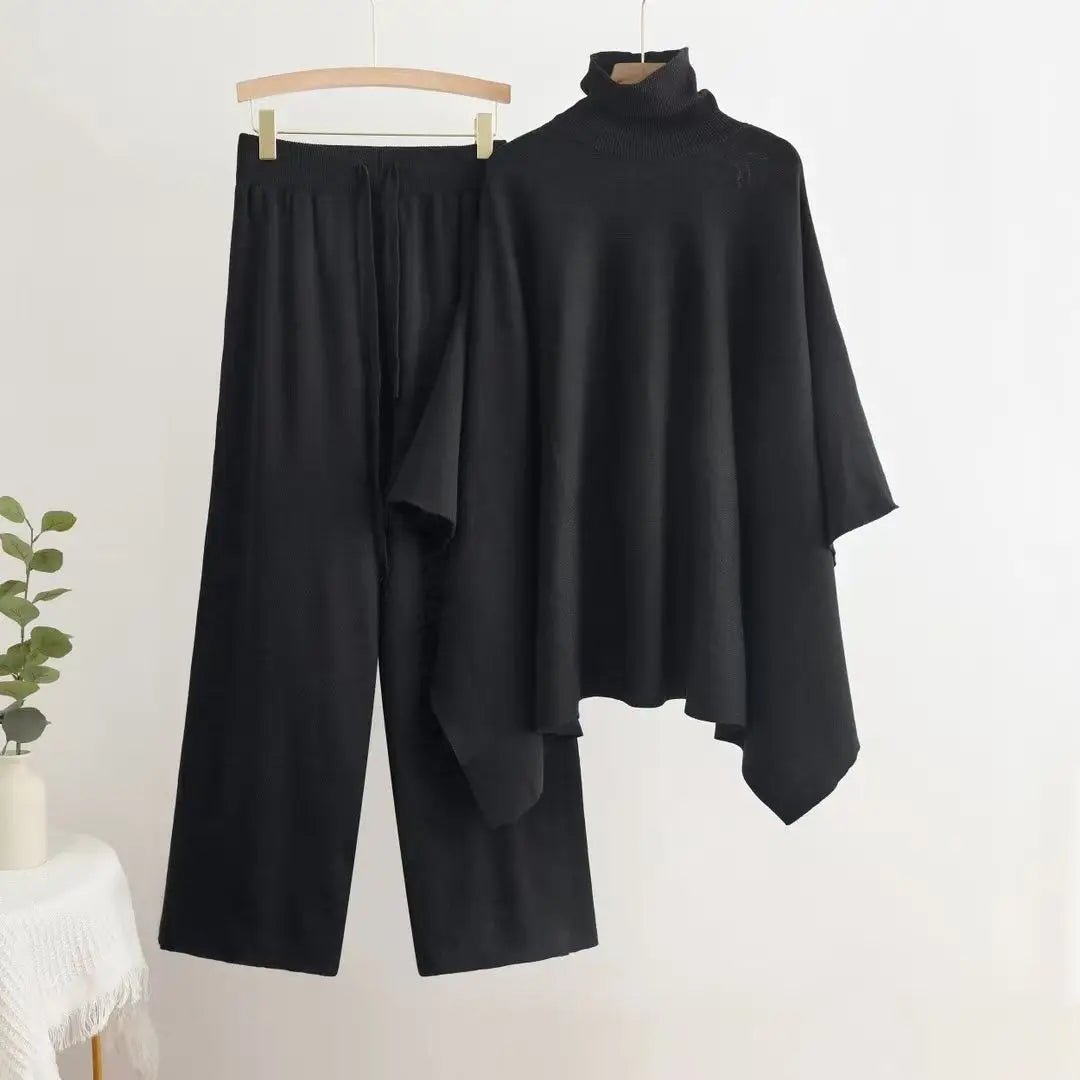 Batwing Sleeve Cardigan And Pants Knit Set