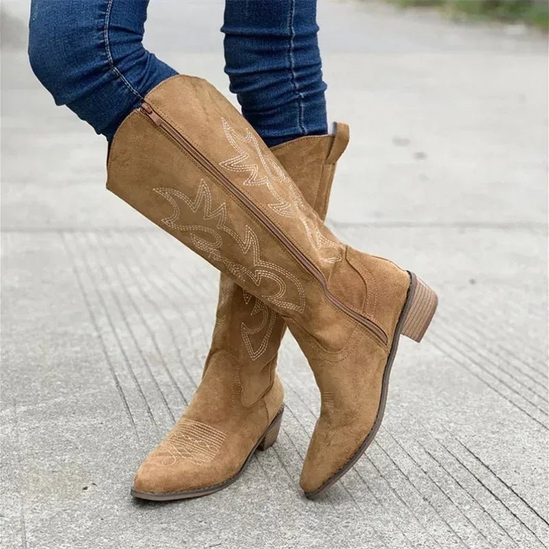 Western Embroidered Knee High Cowboy Boots