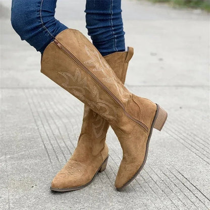 Western Embroidered Knee High Cowboy Boots