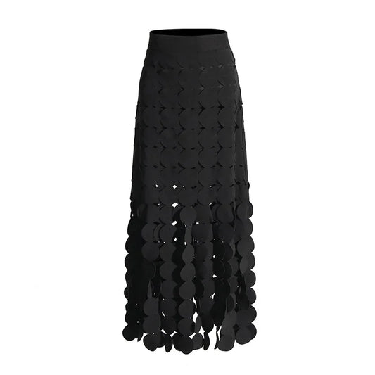 Sheer Lace Overlay Maxi Skirt