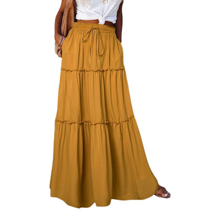 Flowy Layered Ruffle Maxi Skirt
