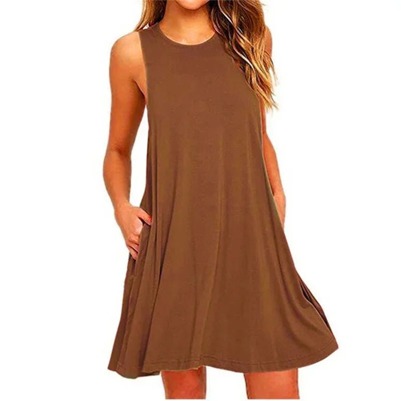 Casual Pleated Cotton Tank Dress