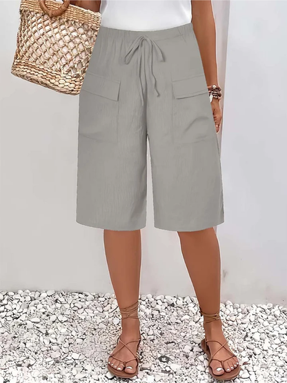 Elastic Waist Casual Shorts