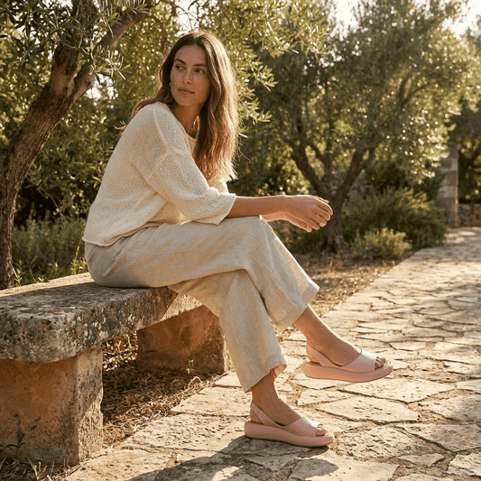 Open Toe Wedge Sandals With Back Strap