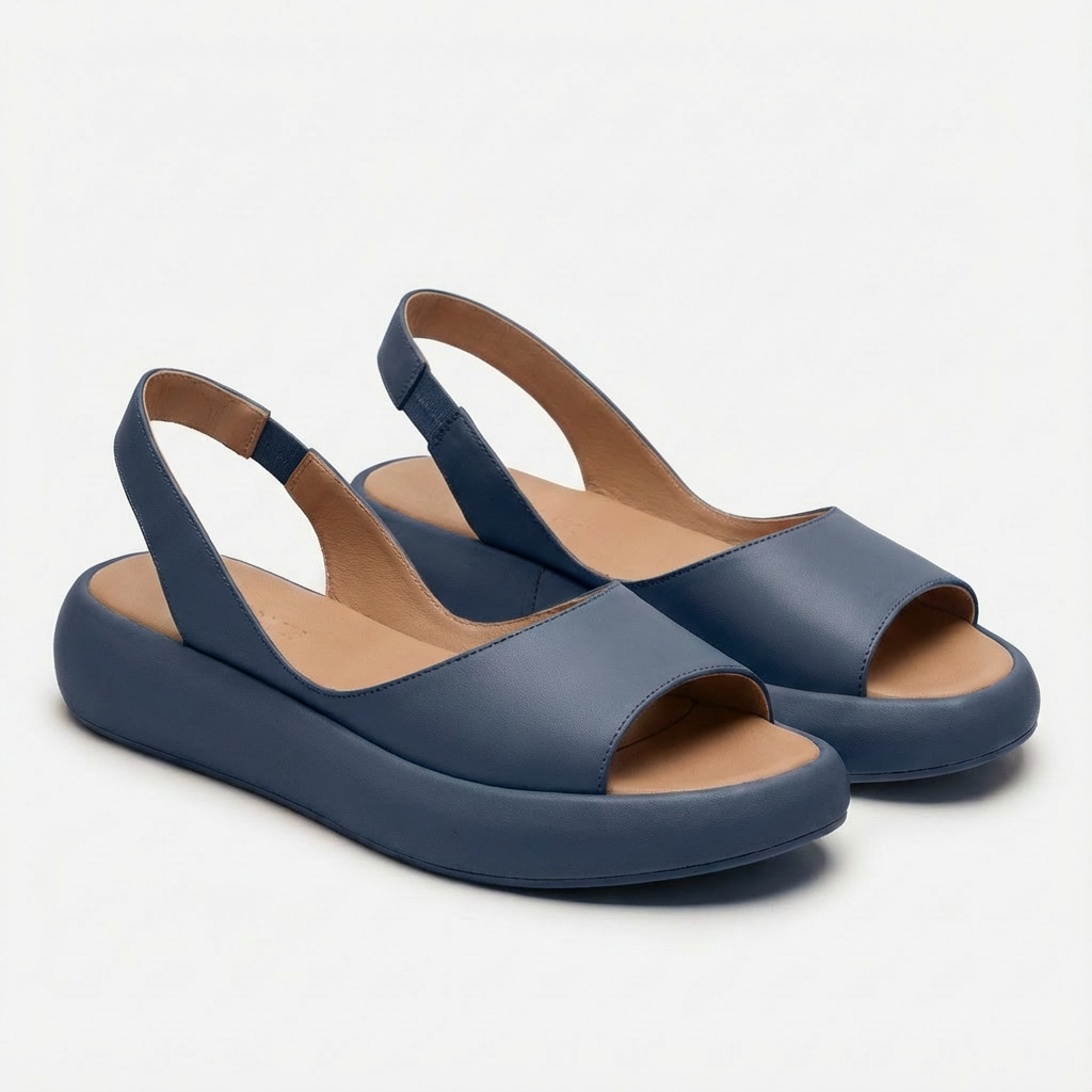 Open Toe Wedge Sandals With Back Strap