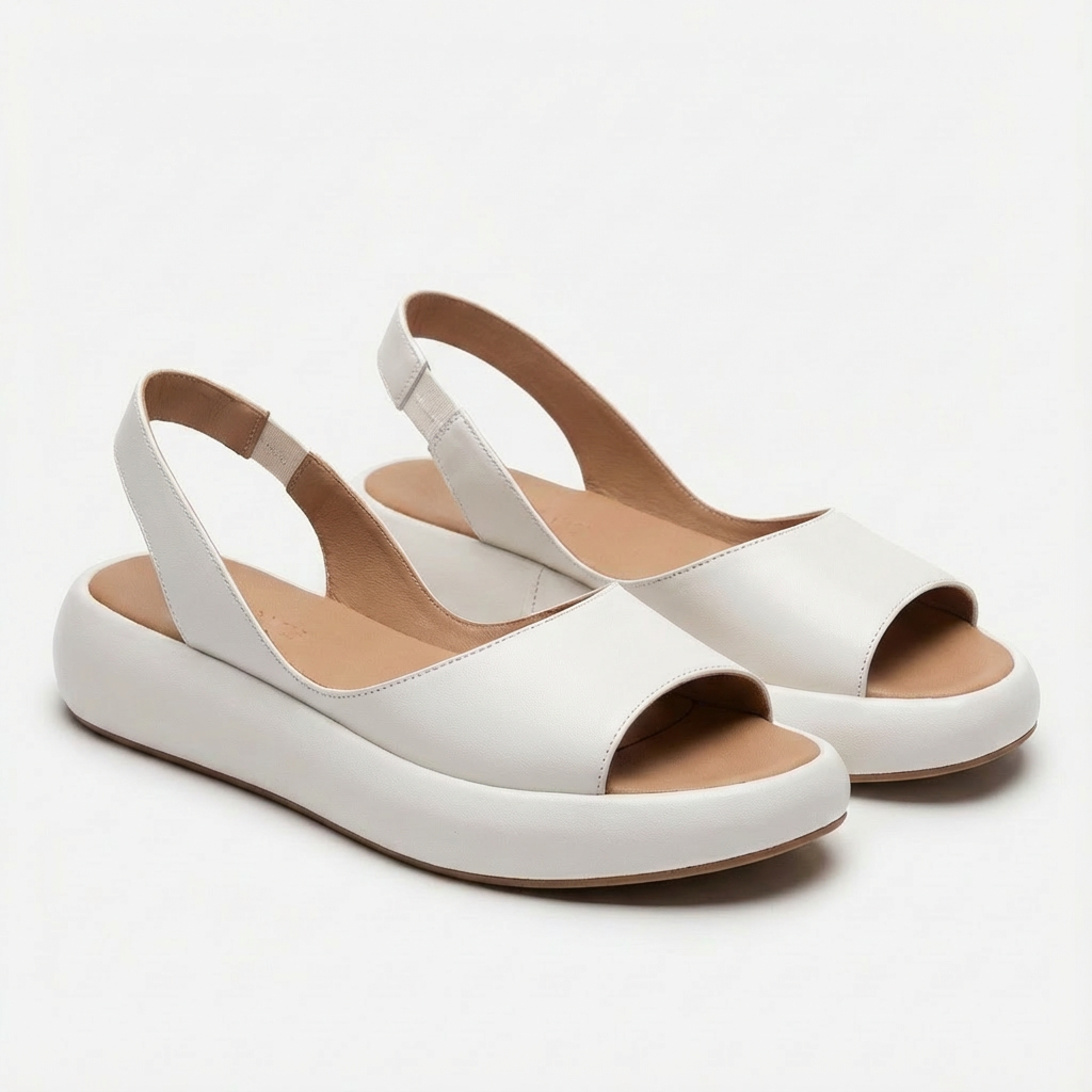 Open Toe Wedge Sandals With Back Strap