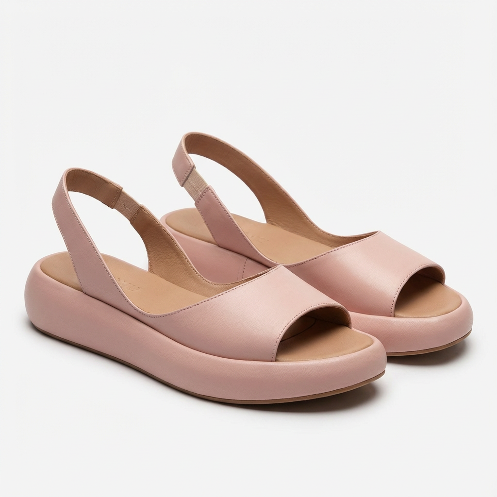 Open Toe Wedge Sandals With Back Strap