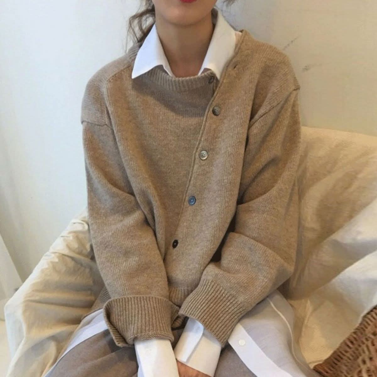Oversize-Cardigan mit Knöpfen