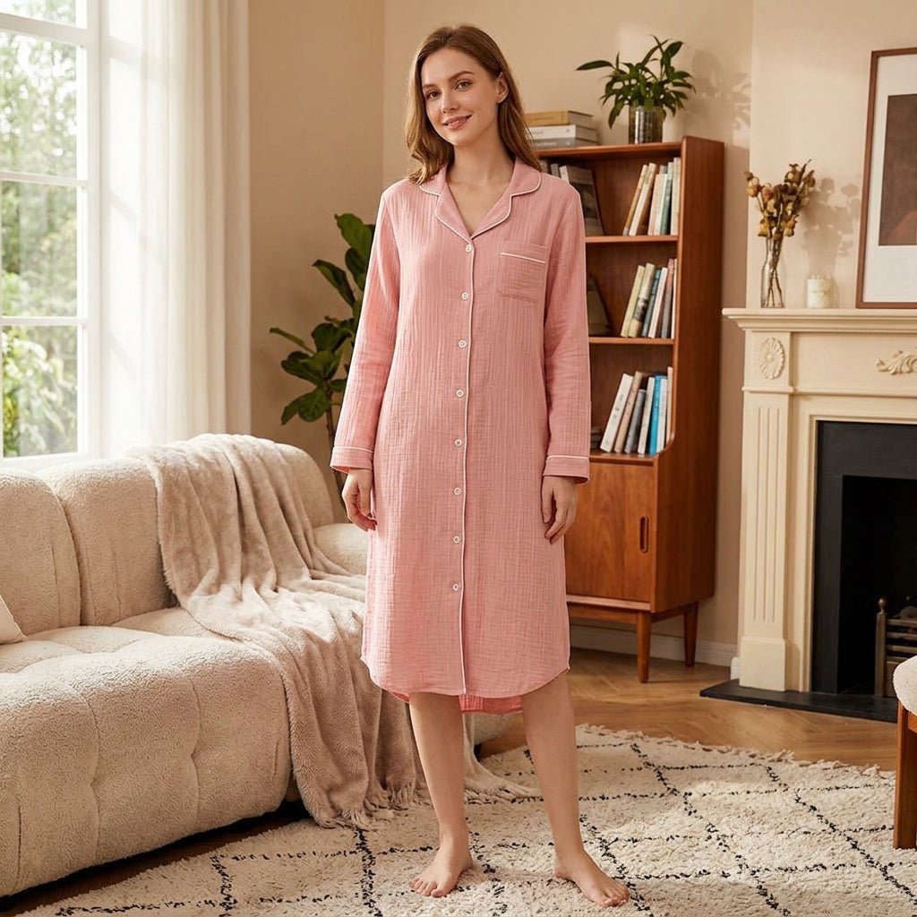 Striped Long-Sleeve Lounge Dress