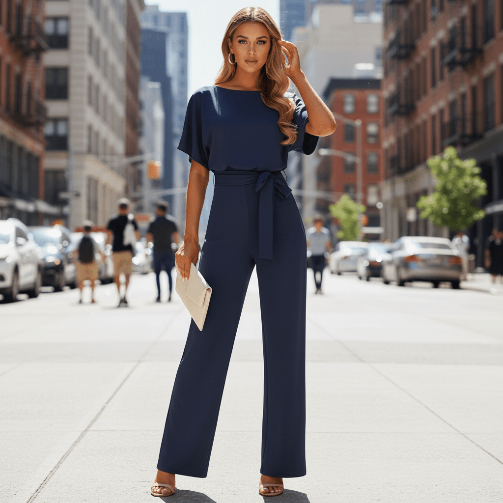 Belted Wide Leg Jumpsuit