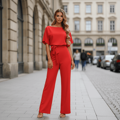 Belted Wide Leg Jumpsuit