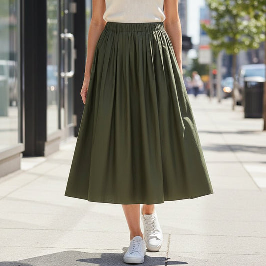 Pleated Midi Skirt for Everyday Outings