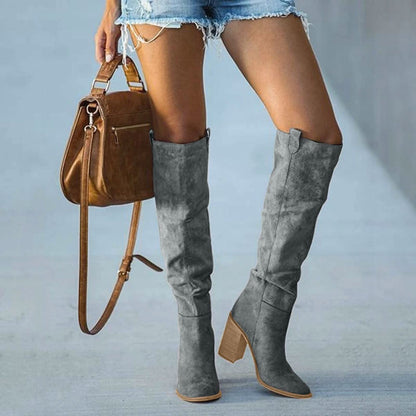 Block Heel High Boots