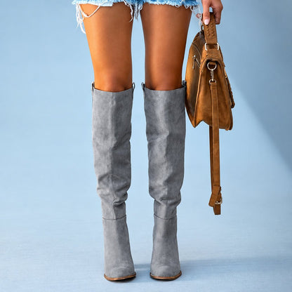 Block Heel High Boots