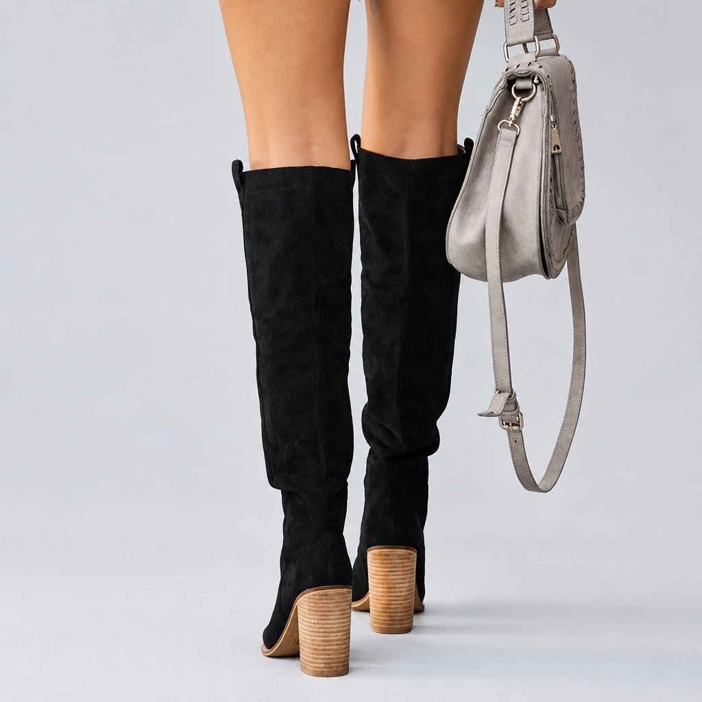 Block Heel High Boots