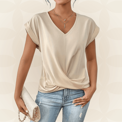 Relaxed V-Neck Draped Top