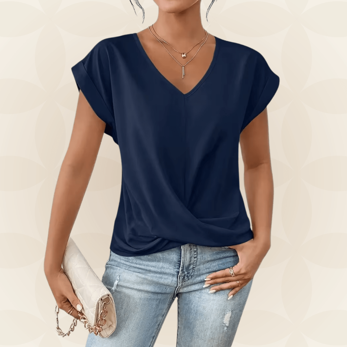 Relaxed V-Neck Draped Top