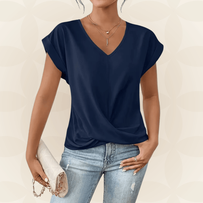 Relaxed V-Neck Draped Top