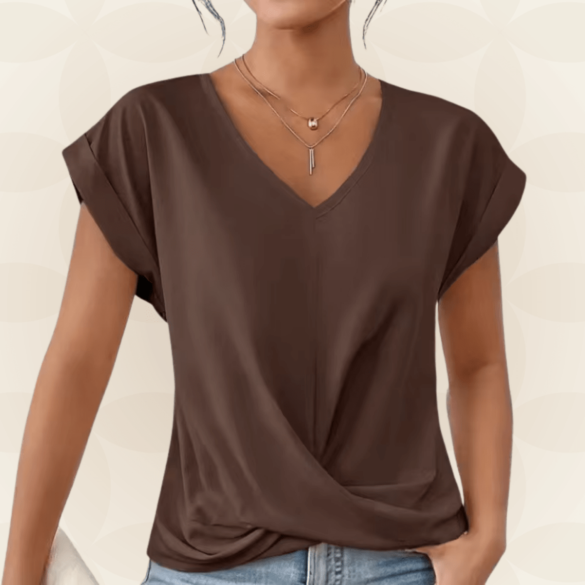 Relaxed V-Neck Draped Top