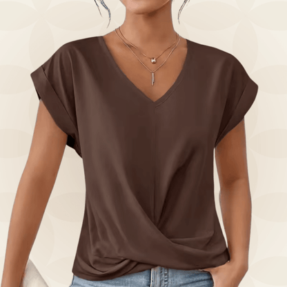 Relaxed V-Neck Draped Top