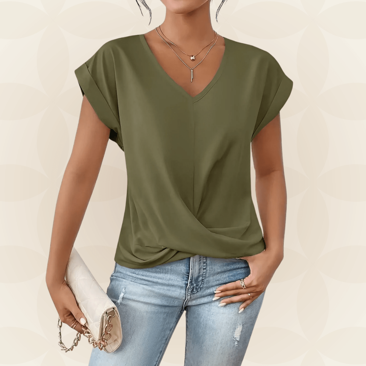 Relaxed V-Neck Draped Top