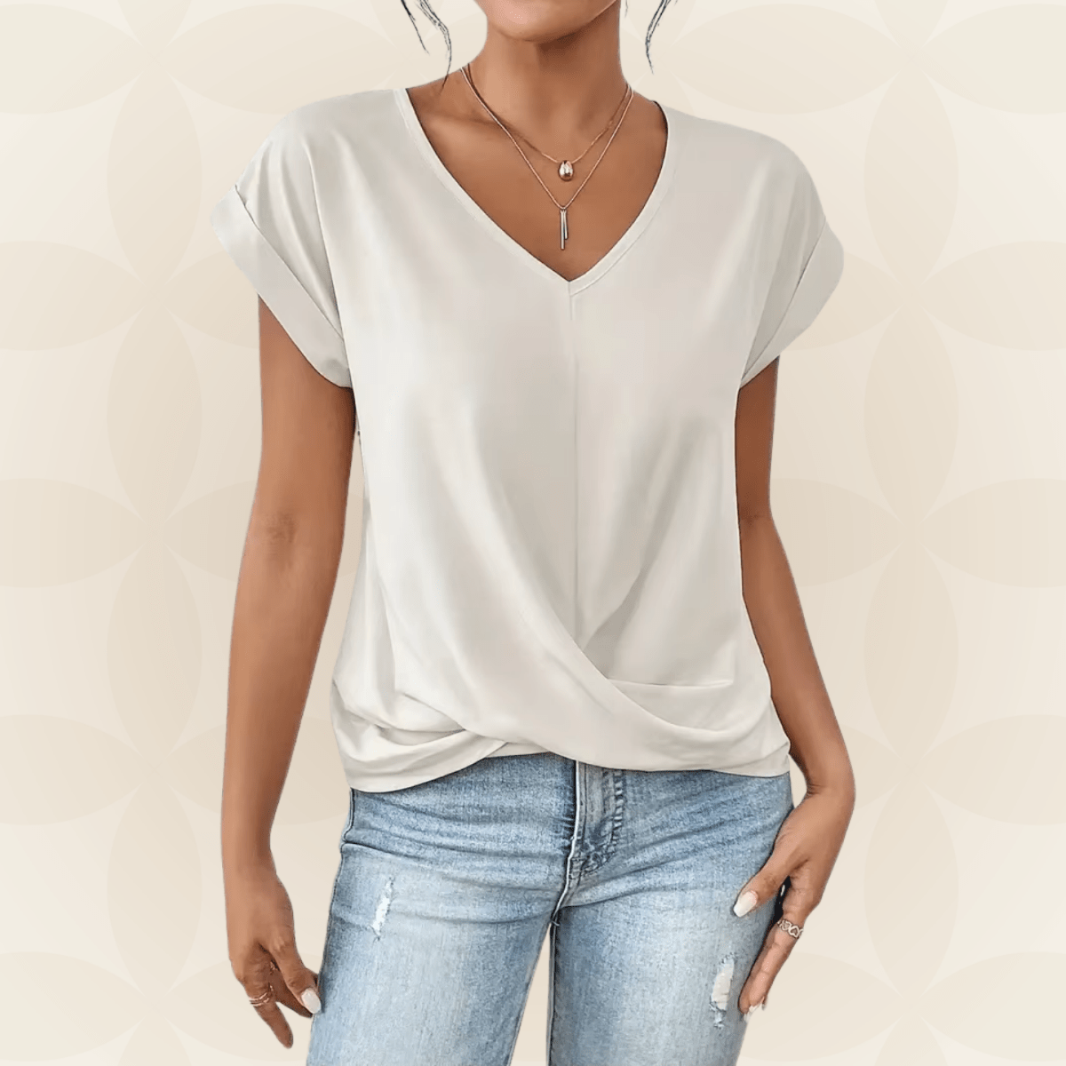 Relaxed V-Neck Draped Top