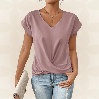 Relaxed V-Neck Draped Top